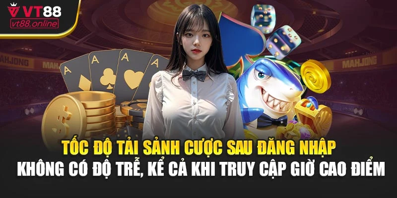 Tốc độ tải sảnh cược sau đăng nhập không có độ trễ, kể cả khi truy cập giờ cao điểm